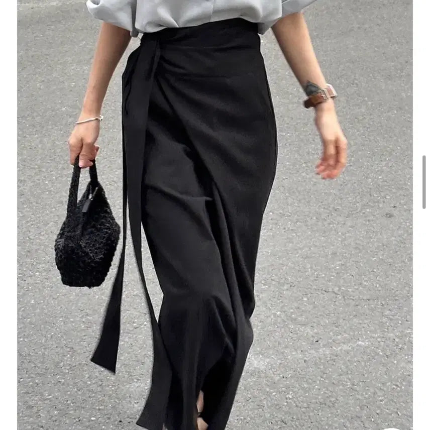[BUNJANG] UNUS Ribbon Wrap Skirt Black Medium / 유인어스 리번 랩스커트 블랙