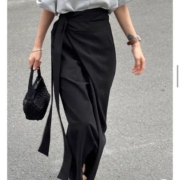 [BUNJANG] UNUS Ribbon Wrap Skirt Black Medium / 유인어스 리번 랩스커트 블랙