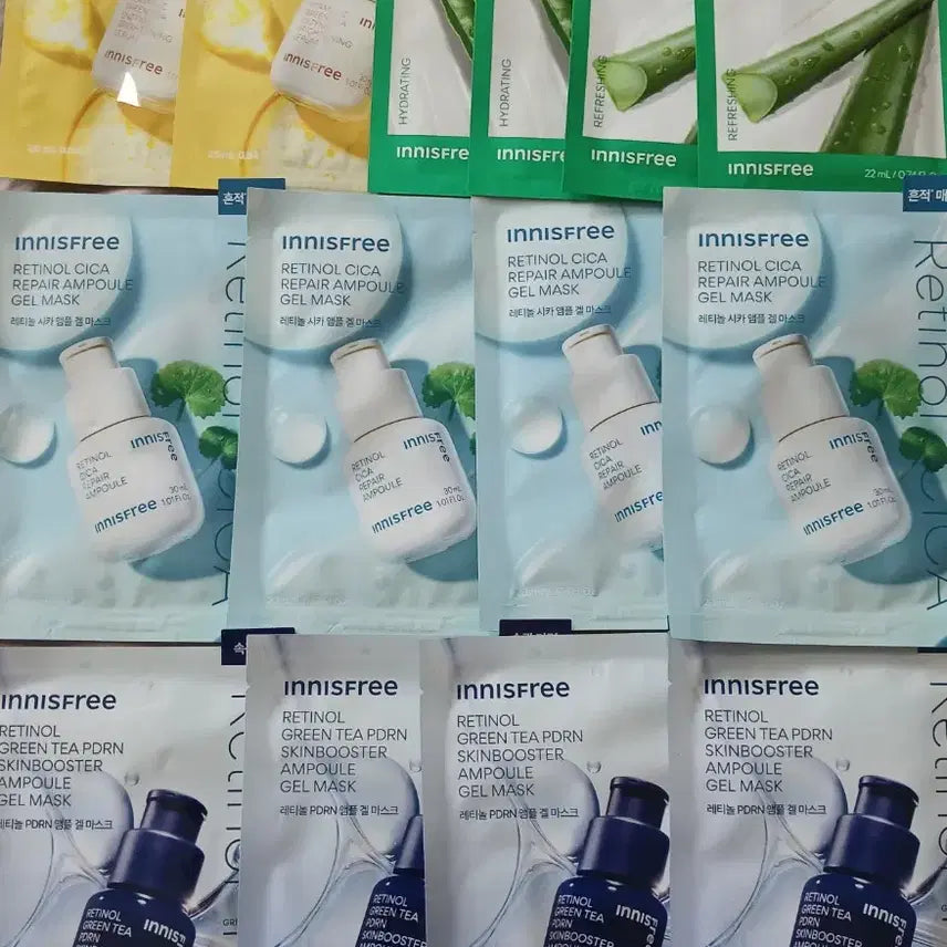 [BUNJANG] Innisfree Ampoule Gel Mask & Energy Mask Pack Bundle (14 Sheets) / 새상품) 이니스프리 앰플 겔마스크+에너지마스크팩 일괄(14매)