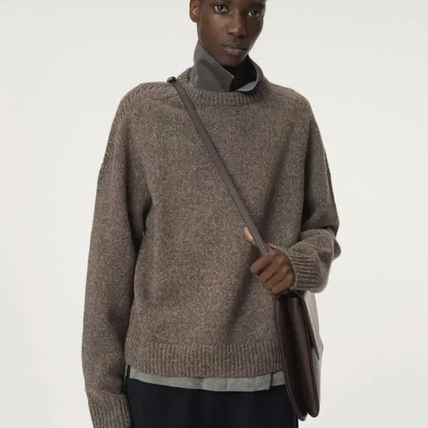 [BUNJANG] Recto Shetland Wool Knit Melange Brown M / 렉토 셔틀랜드 울 니트 멜란지브라운 M