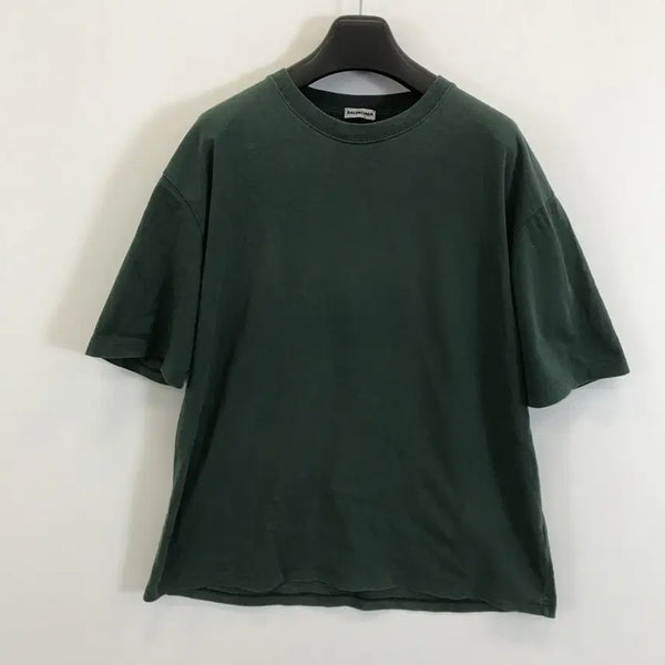 [BUNJANG] Balenciaga Back Logo Short Sleeve T-Shirt Green L / 발렌시아가 백로고 반팔티셔츠 프린팅 [L사이즈]
