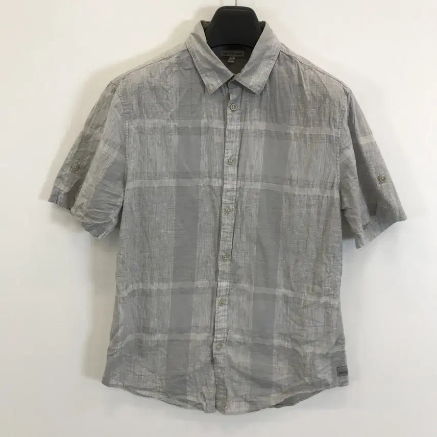[BUNJANG] Calvin Klein Grey Check Short Sleeve Shirt M / 캘빈클라인 CK 그레이 체크반팔셔츠 [M]