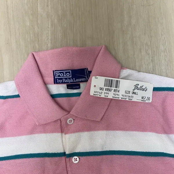 [BUNJANG] Polo by Ralph Lauren 90s Pink Stripe Pique Polo Shirt / 90s 폴로 랄프로렌 핑크 스트라이프 피케
