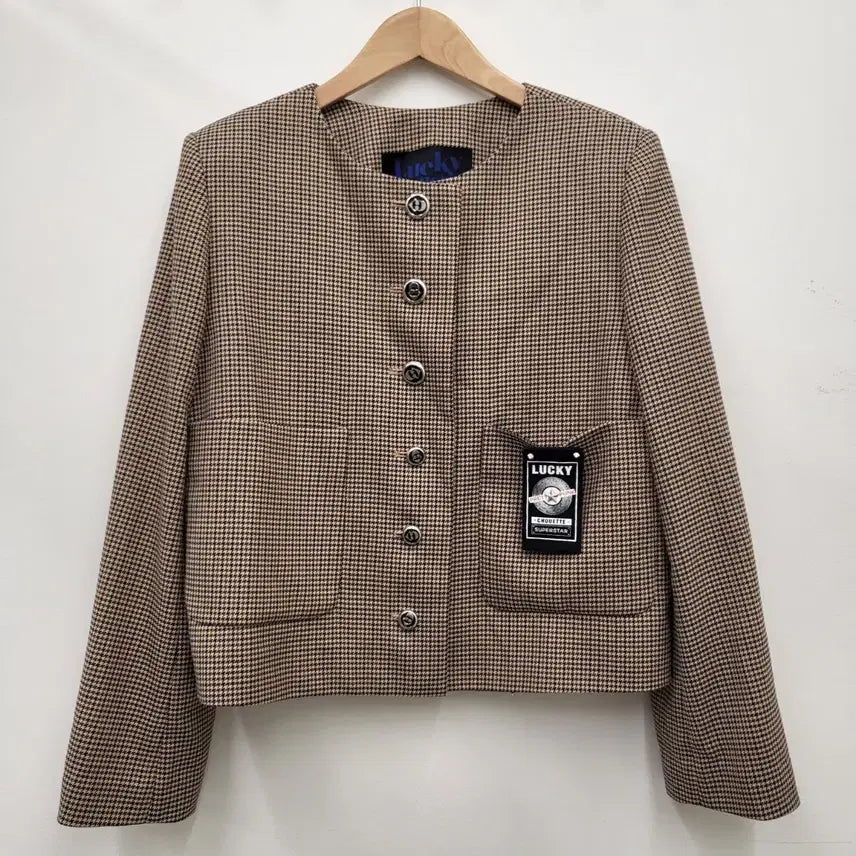 [BUNJANG] Lucky Chouette Cropped Check Jacket / 럭키슈에뜨 크롭 체크 자켓