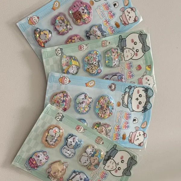 [BUNJANG] Chiiikii & Water Drop 3D Stickers (Set of 4) / 치이키와 워터드롭 입체 스티커
