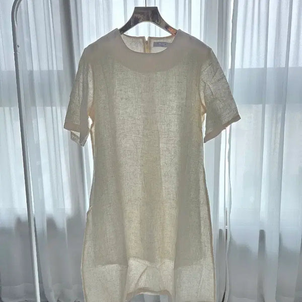 [BUNJANG] Beige Linen Short Sleeve Dress / 베이지색 반팔 린넨 원피스