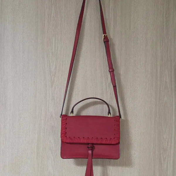 [BUNJANG] Beanpole Women's Red Leather Crossbody Tote Bag / (거의새것) 빈폴 여성 가방 크로스백 토트백