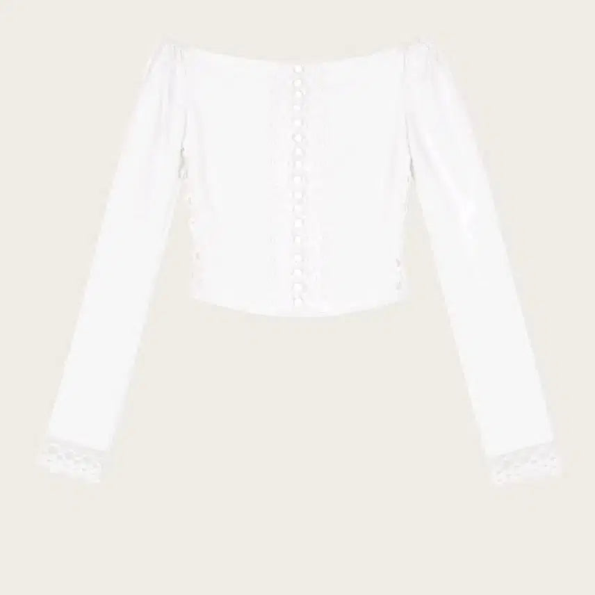 [BUNJANG] Kleesier Rosalie Lace-Up Off-Shoulder Blouse, White / (택포) 클리시어 블라우스 오프숄더 Rosalie Lace-Up Off-Shoulder Blouse, White
