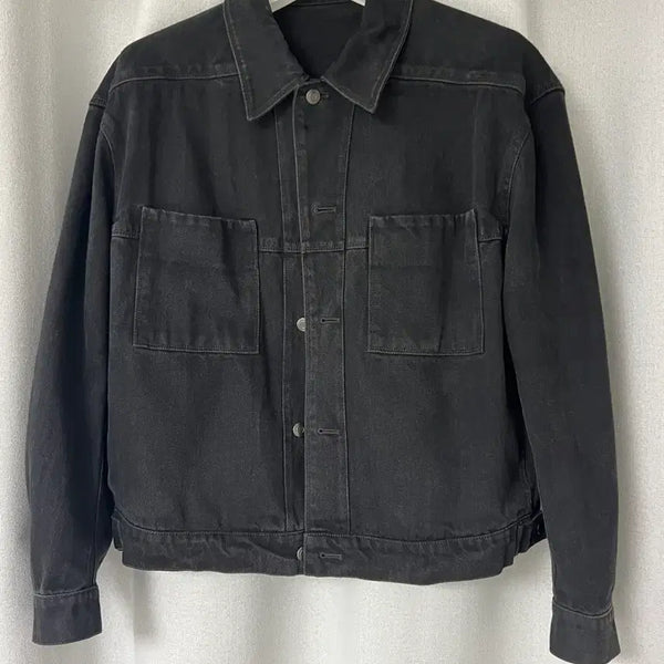 [BUNJANG] COOR Double Pocket Trucker Jacket (Black) S / 쿠어 더블 포켓 트러커 자켓 (블랙) S