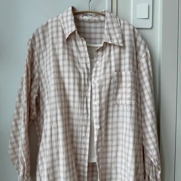 [BUNJANG] Miel Garden Check Shirt - Pink, Blue / 미엘 가든 체크 셔츠 - 핑크, 블루