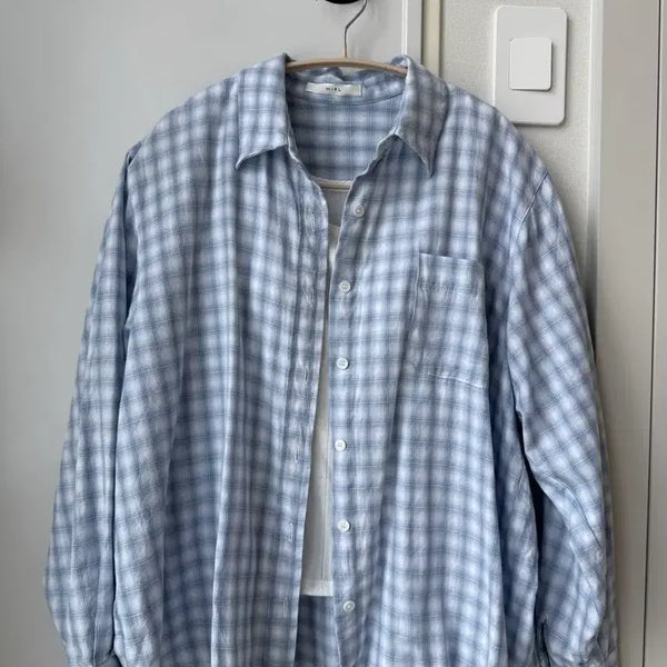 [BUNJANG] Miel Garden Check Shirt - Pink, Blue / 미엘 가든 체크 셔츠 - 핑크, 블루