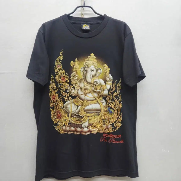 [BUNJANG] Vintage Ganesha Elephant Graphic T-Shirt / 빈티지 가네샤 3D 코끼리 신 양면 그래픽 반팔 M(남여공용)
