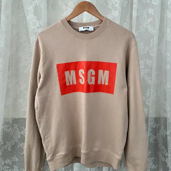 [BUNJANG] MSGM Orange Box Logo Sweatshirt Beige / M) MSGM 로고 맨투맨 베이지