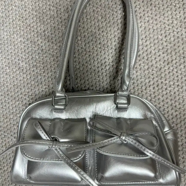 [BUNJANG] Silver Ribbon Shoulder Bag / 실버 리본 숄더백