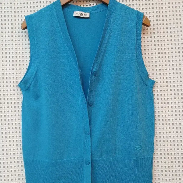 [BUNJANG] Cacharel Sleeveless Knit Vest Blue / 카샤렐 여성 민소매 니트 조끼 블루 55