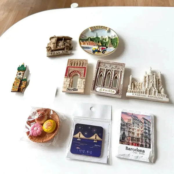 [BUNJANG] Travel Souvenir Magnets - International Cities & Destinations / 마그넷 - 스페인 세비야, 바르셀로나, 체코 프라하, 태국 방콕, 부산