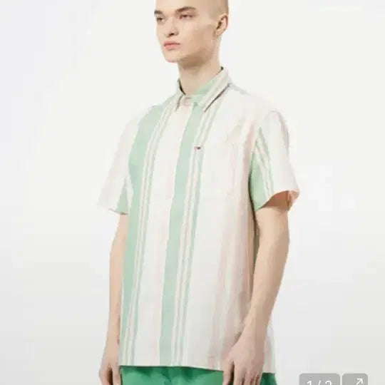 [BUNJANG] Tommy Jeans Stripe Short Sleeve Shirt L / 타미진스 스트라이프 셔츠 L