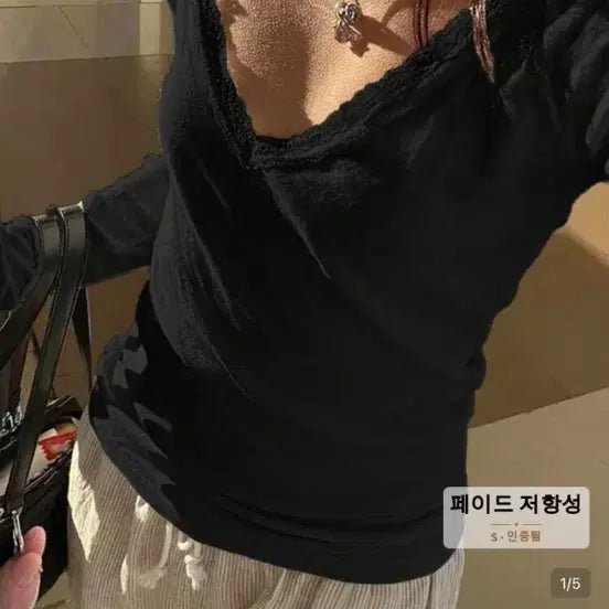 [BUNJANG] Shein Lace Sleeve Long Sleeve Blouse Black / 새상품 쉬인 레이스티 긴팔 슬리브 블랙 에이블리