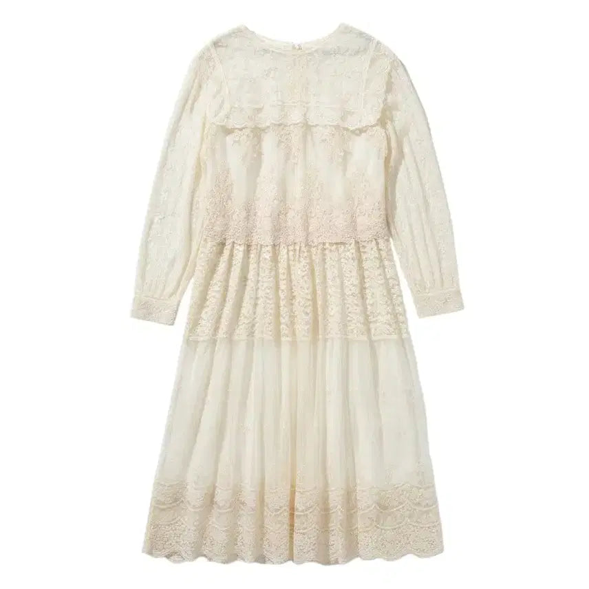 [BUNJANG] Women's Back Zipper Full Lace Dress / 여성F/ 뒷반전 전체레이스 드레스 원피스 셀프 웨딩 빈티지킹