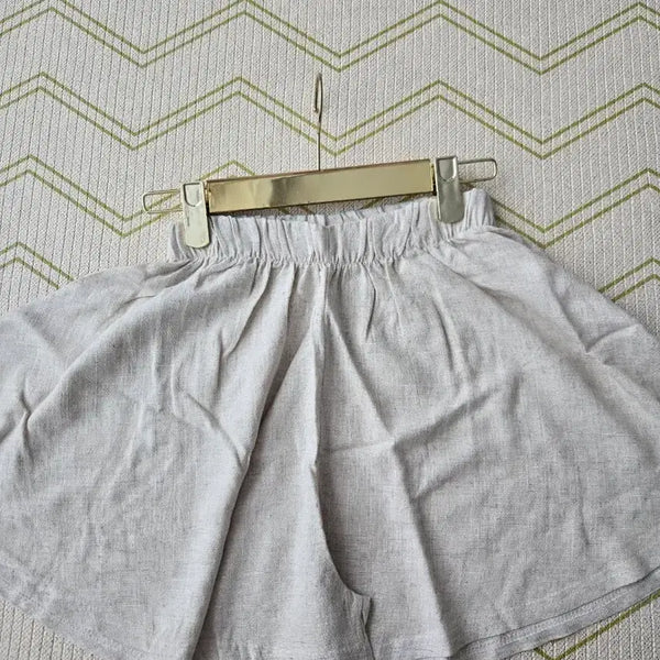 [BUNJANG] Linen Pleated Skirt Shorts Beige / 린넨 주름 스커트 반바지 베이지
