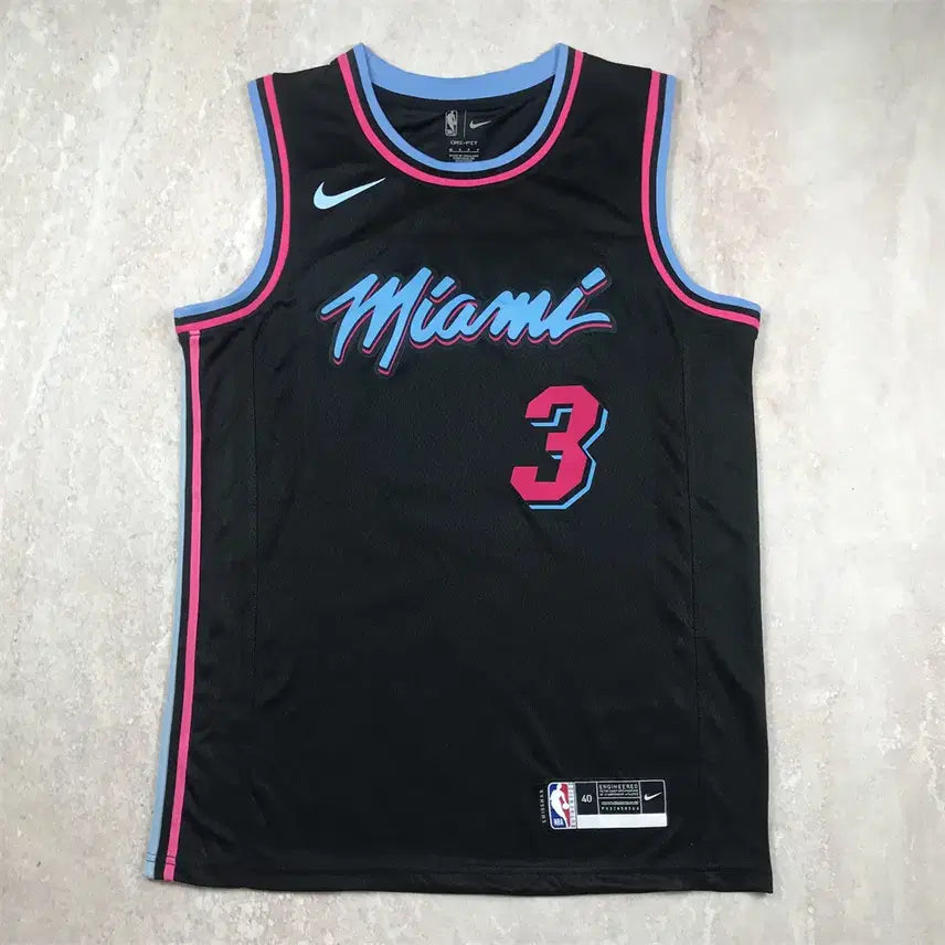 [BUNJANG] NBA Miami Heat Dwyane Wade #3 Black City Edition Jersey / NBA 마이애미 히트 3번 웨이드 블랙시티판 농구복 열압력