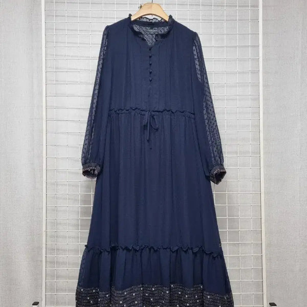 [BUNJANG] Thursday Island Navy Chiffon Dress / 써스데이아일랜드 네이비 쉬폰원피스