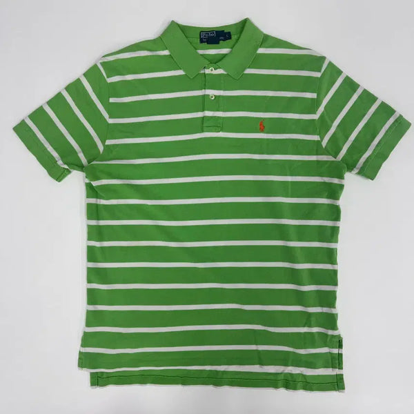 [BUNJANG] Polo Ralph Lauren Light Green Striped Polo T-shirt (L) / 폴로 랄프로렌 연그린 스트라이프 PK 반팔 카라티 L