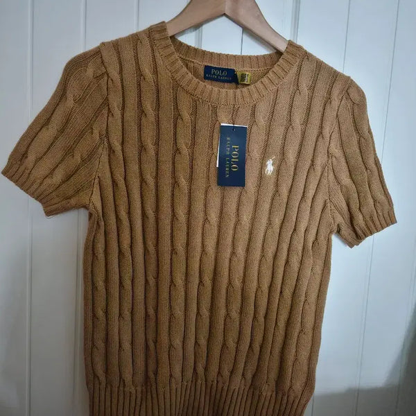 [BUNJANG] Polo Ralph Lauren Women's Cable Knit Short Sleeve Top / 폴로 반팔 케이블니트 여성용 [새상품]