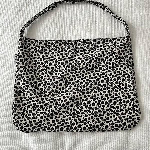 [BUNJANG] Emis Leopard Corduroy Eco Bag White / 이미스 레오파드 코듀로이 에코백 화이트