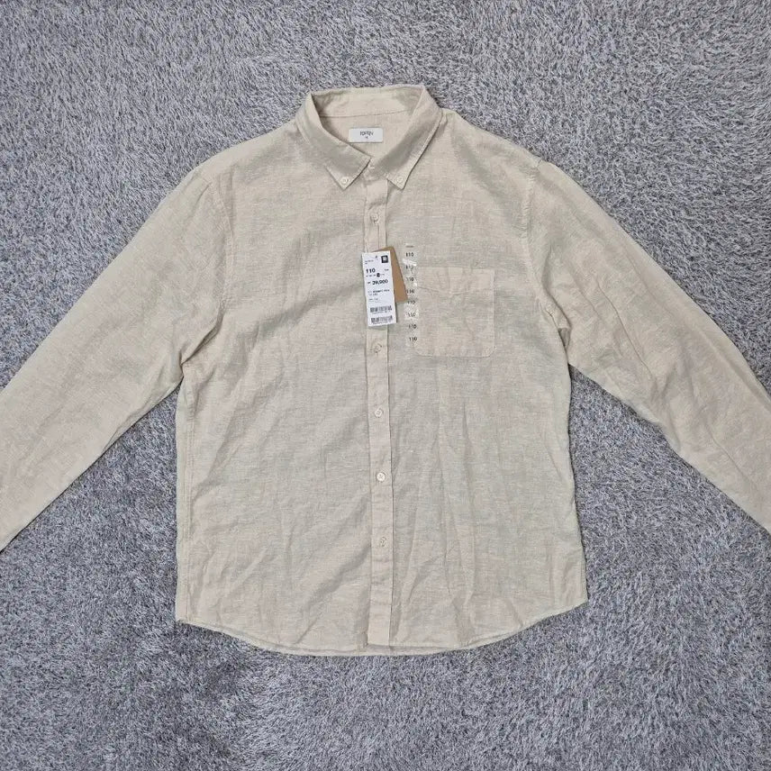 [BUNJANG] TOPTEN Men's Linen Cotton Shirt Light Beige (110) / [새상품]탑텐 남성 린넨코튼 셔츠 110