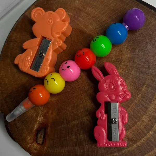 [BUNJANG] Japanese Retro Animal Pencil Sharpener Set with Pencils / 일본제 문구 NJK 레트로 동물 연필깎이2개+연필 일괄 판매
