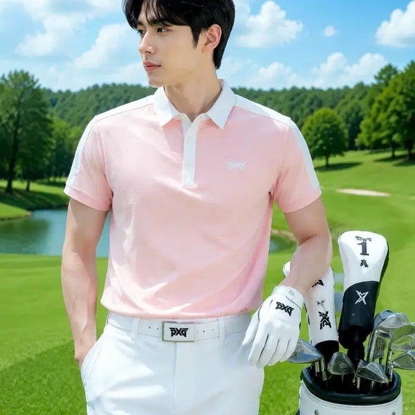 [BUNJANG] PXG Men's Color Block Short Sleeve Golf Polo T-Shirt - Size L / [정품]PXG 남성 컬러 블록 반팔 골프 카라 티셔츠 L