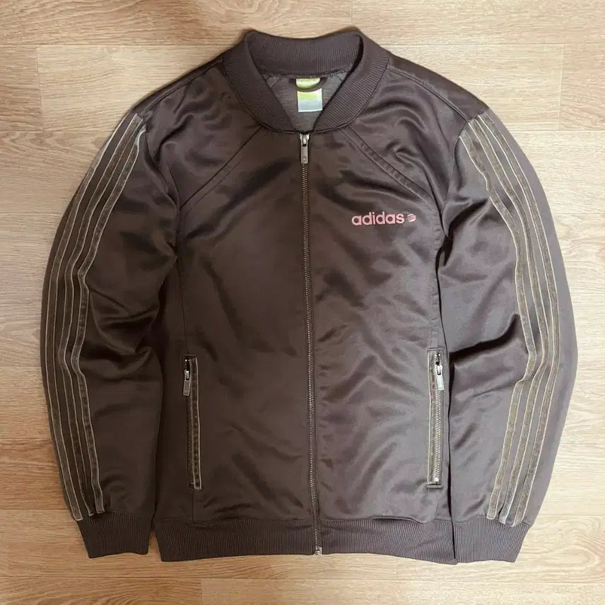 [BUNJANG] Adidas Brown Pink Velvet Track Top Jacket Zip-Up / 아디다스 브라운 핑크 벨벳 트랙탑 져지 자켓 집업 대장