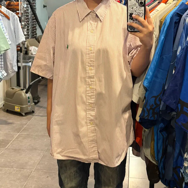 [BUNJANG] Polo Ralph Lauren Pink Stripe Short Sleeve Shirt 2XL / [NO.9] 폴로 랄프로렌 반팔셔츠 핑크 스트라이프
