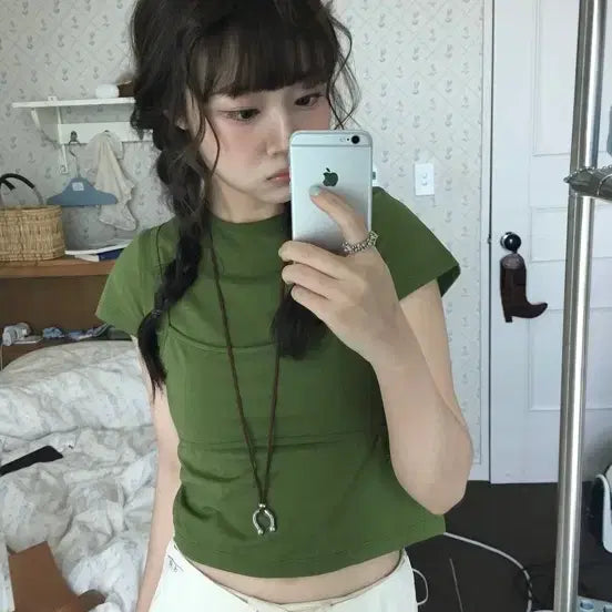 [BUNJANG] Bymood Layered T-shirt Green / 바이무드 레이어드 티셔츠
