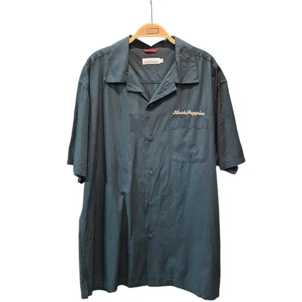 [BUNJANG] Hush Puppies Short Sleeve Logo Embroidered Shirt / 허쉬파피스 셔츠 반팔