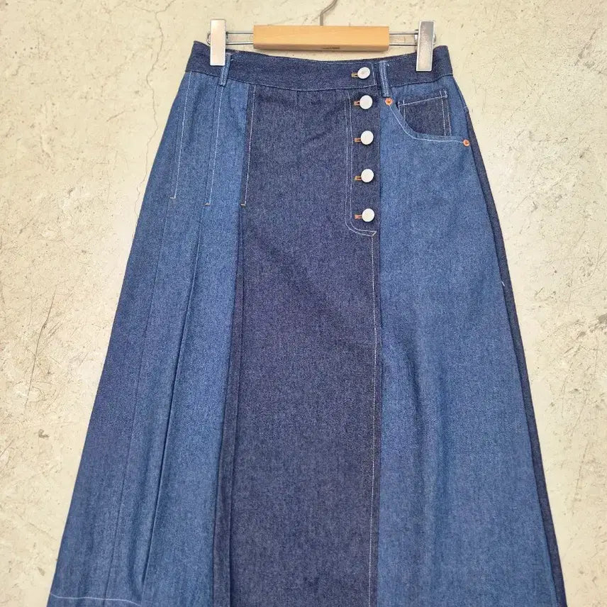 [BUNJANG] Kelly Donohue Patchwork Denim Long Skirt (Size S) / 켈리도나휴 데님 롱 스커트 S