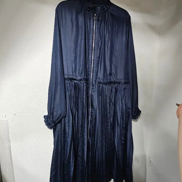 [BUNJANG] Anna Sui Navy Frill Detail Pleated Long Dress / 안나수이  원피스