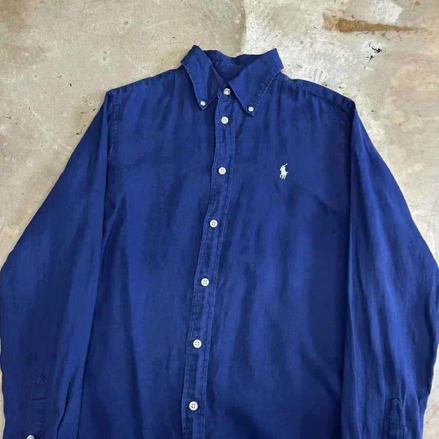 [BUNJANG] Polo Ralph Lauren Navy Linen Shirt Size S / S 폴로랄프로렌 네이비 린넨 셔츠