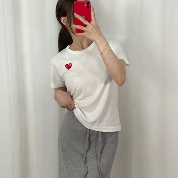 [BUNJANG] Comme des Garçons White Red Emblem T-shirt / 꼼데가르송 화이트 레드와펜 T