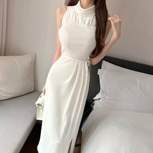 [BUNJANG] Rachael Di Silk Half Color-Block Knit - White / 라첼  디 실크 하프 배색 니트 - 화이트