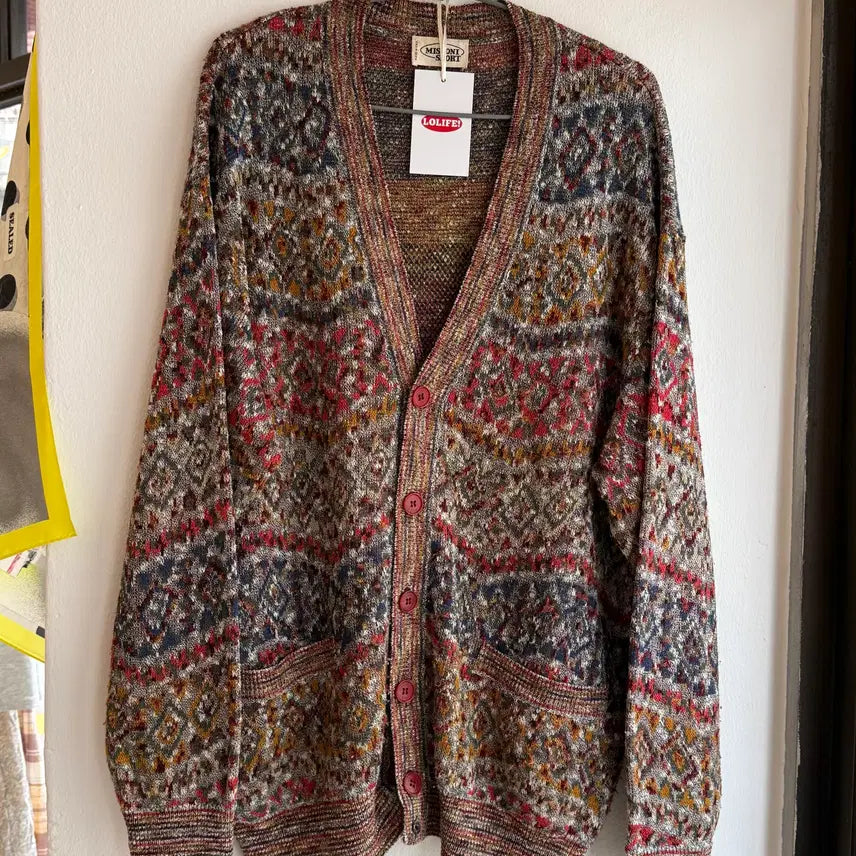 [BUNJANG] MISSONI SPORT Vintage Geometric Pattern Knit Cardigan / [F] 미쏘니 스포츠 빈티지 패턴 가디건