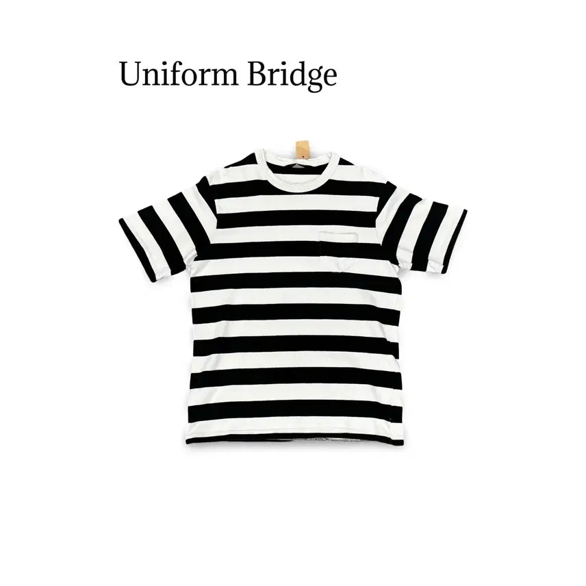[BUNJANG] Uniform Bridge Striped Short Sleeve T-Shirt / (90) 유니폼 브릿지 단가라 반팔