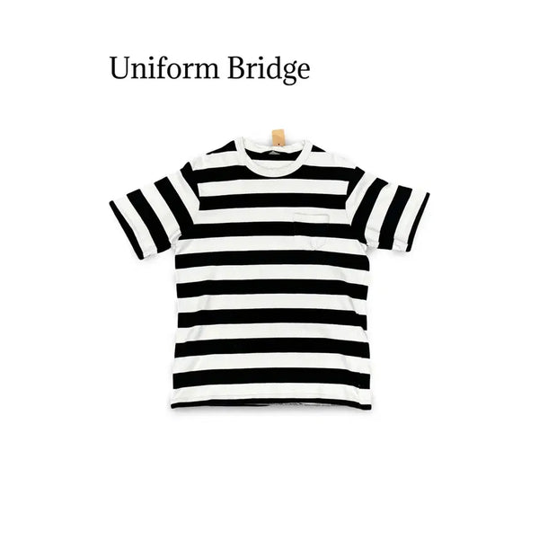 [BUNJANG] Uniform Bridge Striped Short Sleeve T-Shirt / (90) 유니폼 브릿지 단가라 반팔