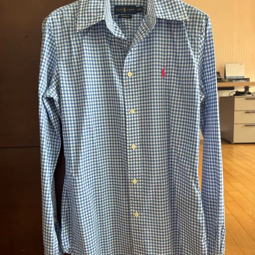 [BUNJANG] Polo Ralph Lauren Men's Blue Check Cotton Shirt / 정품 폴로 체크 남방