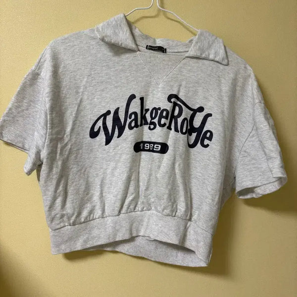 [BUNJANG] WakegeRose 1989 Grey Round Neck Short Sleeve Crop T-Shirt / 그레이 라운드넥 반팔 크롭티 (WakegeRose 1989)
