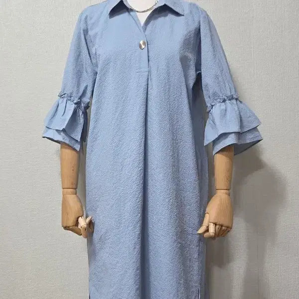 [BUNJANG] DANIEL ESTE Frill Sleeve Seersucker Dress / 다니엘 에스떼 프릴 소매 원피스