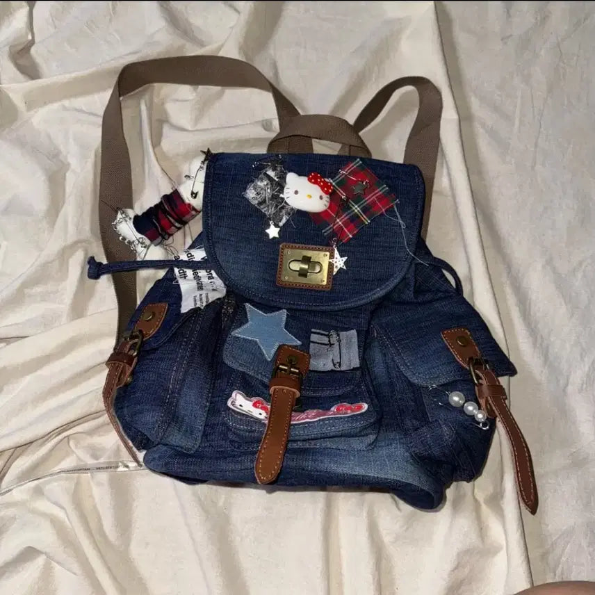 [BUNJANG] Kitty Patch Vintage Backpack / 키티 패치 빈티지 백팩