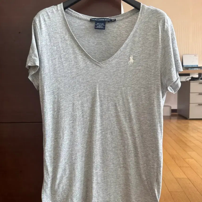 [BUNJANG] Polo Ralph Lauren V-Neck Short Sleeve T-Shirt - Gray, Size S / 정품 폴로 브이넥 반팔티