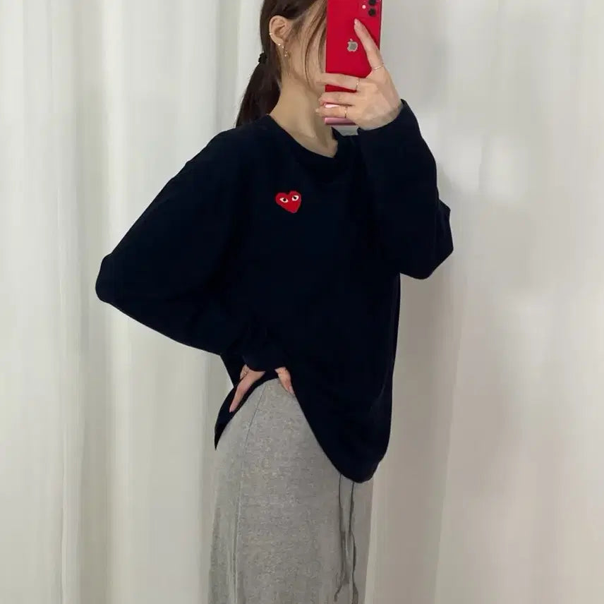 [BUNJANG] Comme des Garçons Black Red Logo Long Sleeve Shirt / 꼼데가르송 블랙 레드와펜 롱슬리브